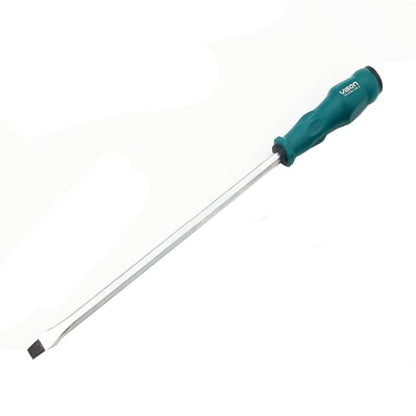 Extra Long Total 14 Inches/360mm Length Slotted Flat Screwdriver Magnetic Demolition Screwdriver Shank S2 Steel With Ergonomic Handle (10 Inches, Flat)
