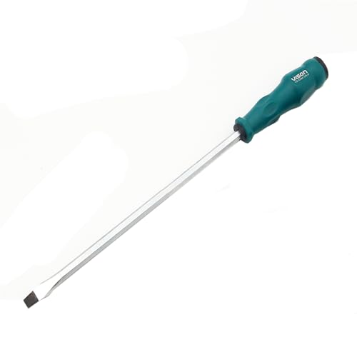 Extra Long Total 14 Inches/360mm Length Slotted Flat Screwdriver Magnetic Demolition Screwdriver Shank S2 Steel With Ergonomic Handle (10 Inches, Flat)