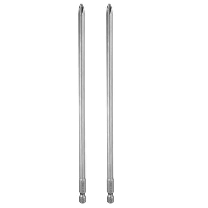 HARFINGTON 2pcs #2 Phillips Screwdriver Bit PH2 1/4" Hex Shank 8" (200mm) Long Magnetic S2 Steel Industrial Grade Screw Driver Bit Cross Head Electric Drill Bits 0.236" (6mm) Rod - size: PH2 x 200mm x 6mm