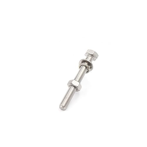 6-Pack M10 x 65mm Hexagon Screws Hex Bolts with M10 Hex Nuts Flat Washers/Spring Lock Washers Set, 304/18-8, Plain Finish - size: 6-Pack M10 x 65mm