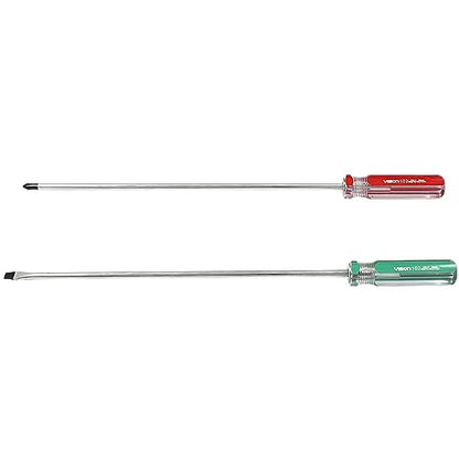 Hitefu 10 Inch Phillips and Slotted Screwdriver Set, 2PCS | Long Screwdriver, Cross Head & Flat Head, 5mm Tip, Professional Use