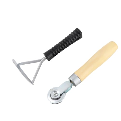 Keenso 6mm Tire Patch Roller Scraper Set, Tire Repair Tool Kit with Wood Handle for Cars Motorcycles