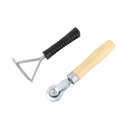 Keenso 6mm Tire Patch Roller Scraper Set, Tire Repair Tool Kit with Wood Handle for Cars Motorcycles
