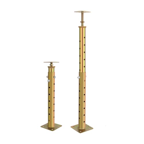2 Pcs Adjustable Basement Floor Jack, 18"-36” (1'5"-3') Height Range, Floor Joist Screw Jack for Temporary Support Or Leveling, Heavy Duty House Floor Jack Height Capacity 5570lbs (2 Gold Jacks)