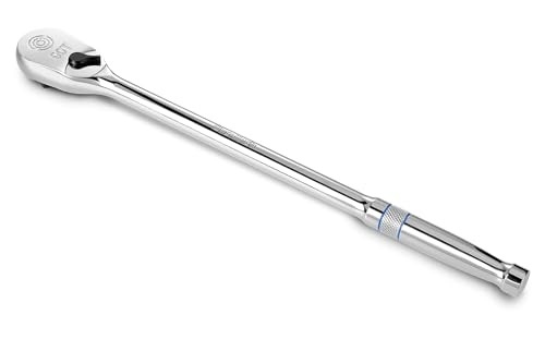 DURATECH Extra Long Handle 1/2-Inch Drive Ratchet, 90-Tooth Ratchet Wrench with 15" Handle and Dust Proof Teardrop Enclosed Head, Reversible, CR-V Steel Made, CR-MO Head, Full Polished, Gifts for Men - size: 1/2" with 15" handle