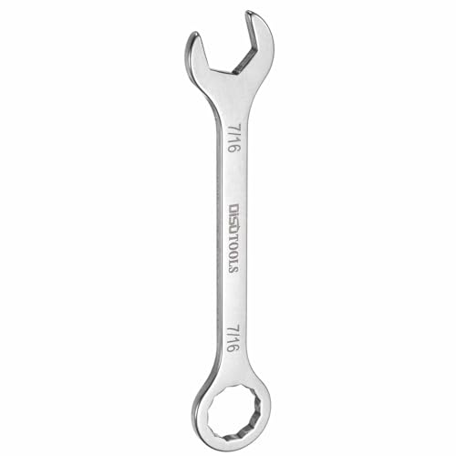 HARFINGTON 2pcs Thin Combination Wrench 7/16" Offset 6-Point Ended Box & 15° Angled Open End Mini Combination Wrench 30Cr13 Stainless Steel Quenching Polish Metric Spanner for Auto Repairs - size: 7/16"