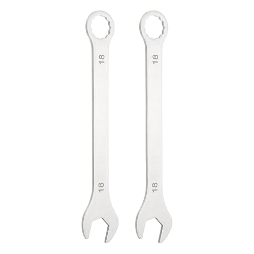 HARFINGTON 2Pcs Super Thin Combination Wrench 18mm Metric 12-Point Box and Open End Stainless Steel Double Ended Spanner Tool for Automotive Pipe Furniture Machinery DIY Repair, Silver - size: 18mm