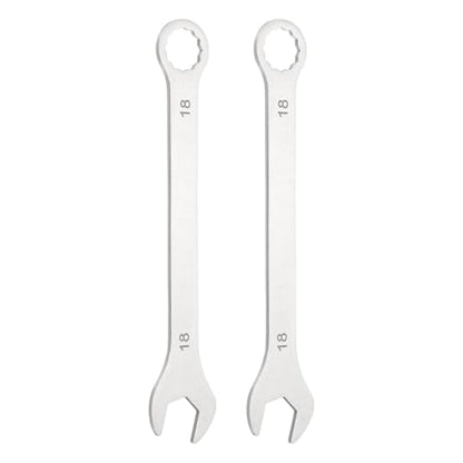 HARFINGTON 2Pcs Super Thin Combination Wrench 18mm Metric 12-Point Box and Open End Stainless Steel Double Ended Spanner Tool for Automotive Pipe Furniture Machinery DIY Repair, Silver - size: 18mm