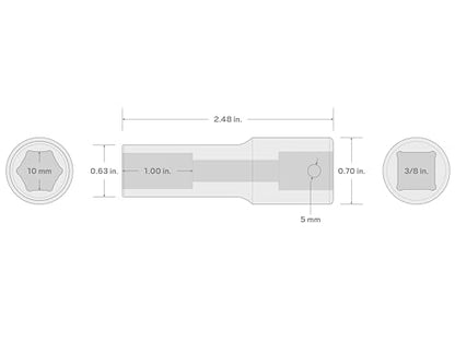 TEKTON 3/8 Inch Drive x 10 mm Deep 6-Point Impact Socket | SID13110 - size: 10 mm, style: Deep
