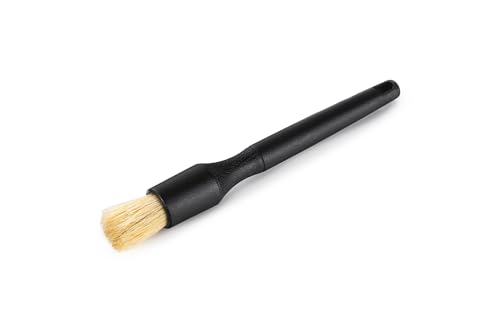 Detail Factory - Crevice Cleaning Detailing Brush Kit for Small Spaces - Mini Set Boar's Hair Brush + Ultra-Soft Synthetic Brush - Black & Gray - 2 Pack