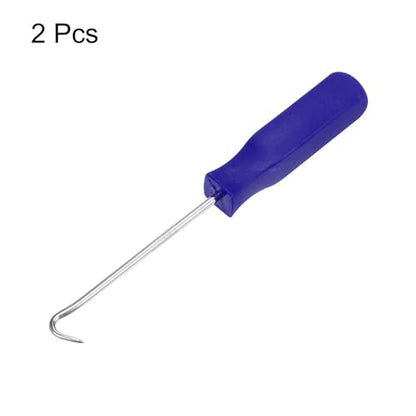 HARFINGTON 2pcs 45 Degree Picks 135mm Chrome Vanadium Steel Cr-V TPR Plastic Handle Square Automotive Pick Tool Set for Removing O Rings Small Items, Blue