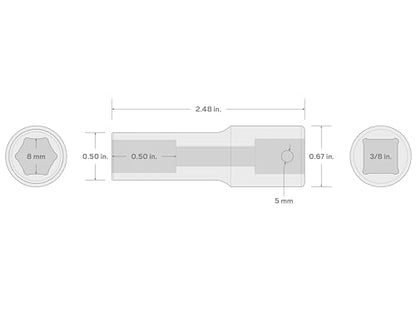 TEKTON 3/8 Inch Drive x 8 mm Deep 6-Point Impact Socket | SID13108 - size: 8 mm, style: Deep