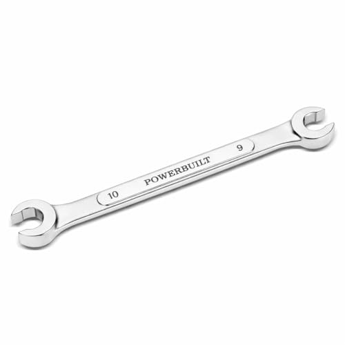 Powerbuilt 9 MM x 10 MM Metric Flare Nut Wrench, 6 Point Double Open Ends, For hose and brass fittings, For Brake Line Wrench, Chrome-Vanadium made - 644036 - style: 9mm x 10mm