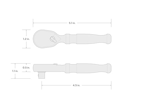 TEKTON 3/8 Inch Drive x 4-1/2 Inch Stubby Ratchet | SRH01104 - size: 3/8 Inch Drive x 4-1/2 Inch Non-QR, style: Non-Quick-Release