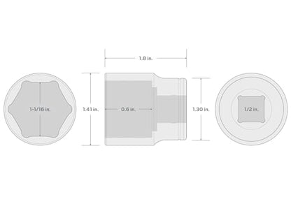 TEKTON 1/2 Inch Drive x 1-1/16 Inch Shallow 6-Point Socket | SHD22027 - size: 1-1/16 Inch, style: Shallow