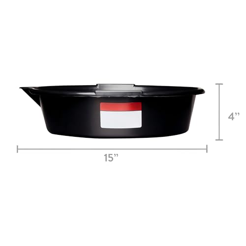 (3 Pack) 7-Quart Automotive Drain Pan with Built-in Scale and Spout, Leakproof Heavy Duty Oil Catch Pan, Anti-Splash Fluid Tray for Car, Motorcycle, Garage Auto Repair Maintenance