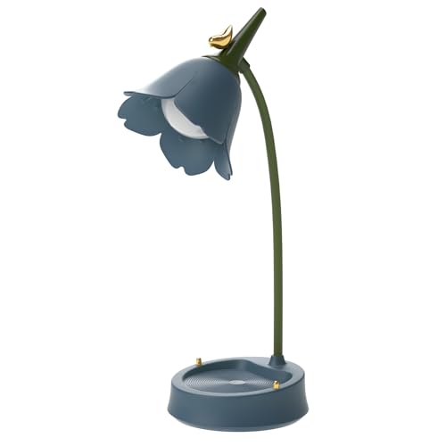 magical JD LED Desk Lamp Cordless Table Light Adjustable Gooseneck Dimmable Touch Rechargeable Battery Eye-Caring Night Light for Kids, Mini Cute Lamp for College Dorm Bedroom Reading (Blue) - color: Blue