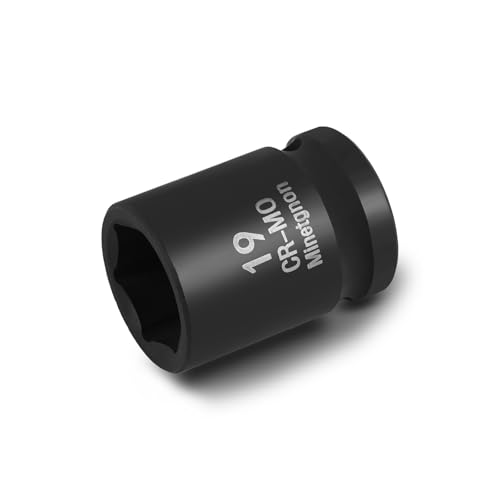 19mm Socket Shallow 1/2 Drive Impact Socket 6 Point CR-MO Axle Nut Heavy-Duty Socket for Easy Removal & Installation of Wheel Hub & Axle Shaft Nuts - color: Shallow_6 Pt_1/2, size: 19mm