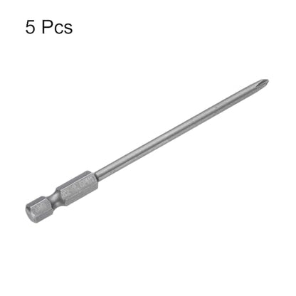 HARFINGTON 5pcs #1 Phillips Screwdriver Bit PH1 1/4" Hex Shank 4" (100mm) Long Magnetic S2 Steel Industrial Grade Screw Driver Bit Cross Head Electric Drill Bits 0.138" (3.5mm) Rod - size: PH1 x 100mm x 3.5mm