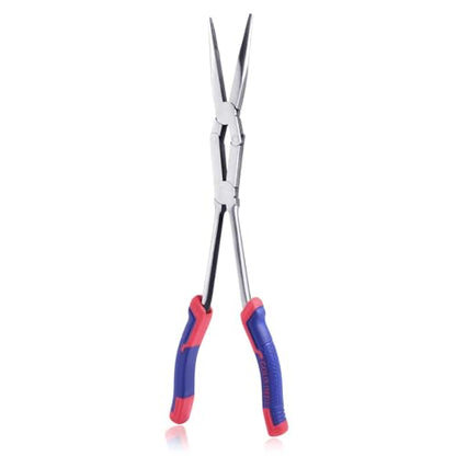 13Inch Extra Long Needle Nose Pliers Straight Dual Material Long Reach Pliers with Serrated Jaw Double-joint Long Nose Pliers for Hard to Reach Narrow Spaces - style: Long Nose