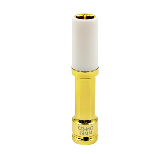 19mm 1/2" Extra-Long Wheel Protector Impact Socket, Lug Nut Removal | 6 Point, Non-Marring, Thin Wall, Deep Socket, Wheel Protector, Protective Socket, Color-Coded, Cr-Mo Steel, Hand Repair Tool - size: XL Long 19MM