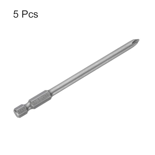 HARFINGTON 5pcs #1 Phillips Screwdriver Bit PH1 1/4" Hex Shank 4" (100mm) Long Magnetic S2 Steel Industrial Grade Screw Driver Bit Cross Head Electric Drill Bits 0.197" (5mm) Rod - size: PH1 x 100mm x 5mm