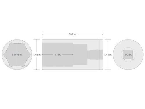 TEKTON 1/2 Inch Drive x 1-1/16 Inch Deep 6-Point Socket | SHD23027 - size: 1-1/16 Inch, style: Deep