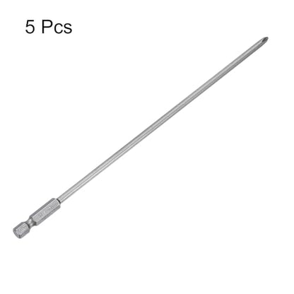 HARFINGTON 5pcs #1 Phillips Screwdriver Bit PH1 1/4" Hex Shank 8" (200mm) Long Magnetic S2 Steel Industrial Grade Screw Driver Bit Cross Head Electric Drill Bits 0.157" (4mm) Rod - size: PH1 x 200mm x 4mm