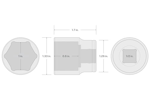 TEKTON 1/2 Inch Drive x 1 Inch Shallow 6-Point Socket | SHD22025 - size: 1 Inch, style: Shallow