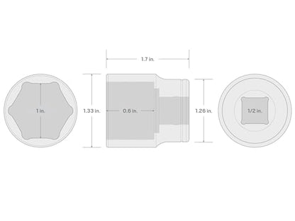 TEKTON 1/2 Inch Drive x 1 Inch Shallow 6-Point Socket | SHD22025 - size: 1 Inch, style: Shallow