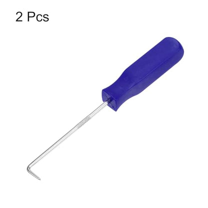 HARFINGTON 2pcs 90 Degree Picks 135mm Chrome Vanadium Steel Cr-V TPR Plastic Handle Square Automotive Pick Tool Set for Removing O Rings Small Items, Blue