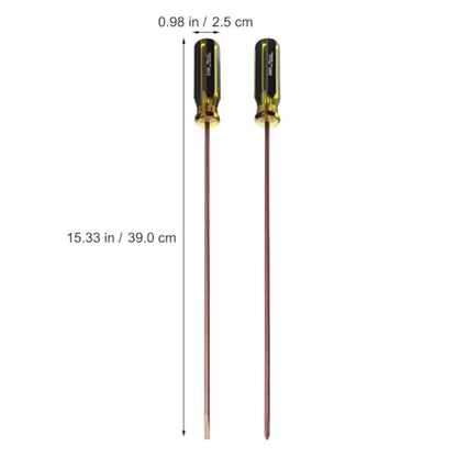 DOITOOL 2Pcs Magnetic Screwdriver Set 15.35In Long Dual Purpose and Flathead Slotted Cross Word Ratchet Manual Hand Tools for Home Maintenance