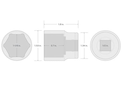 TEKTON 1/2 Inch Drive x 1-1/8 Inch Shallow 6-Point Socket | SHD22029 - size: 1-1/8 Inch, style: Shallow