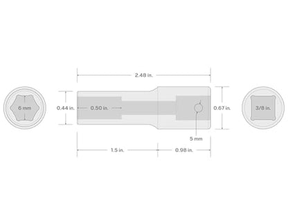 TEKTON 3/8 Inch Drive x 6 mm Deep 6-Point Impact Socket | SID13106 - size: 6 mm, style: Deep