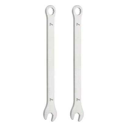 HARFINGTON 2Pcs Super Thin Combination Wrench 7mm Metric 12-Point Box and Open End Stainless Steel Double Ended Spanner Tool for Automotive Pipe Furniture Machinery DIY Repair, Silver - size: 7mm