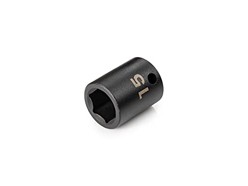 TEKTON 3/8 Inch Drive x 15 mm Shallow 6-Point Impact Socket | SID12115 - size: 15 mm, style: Shallow
