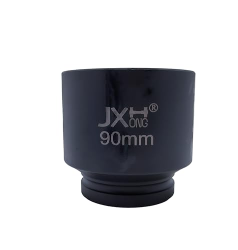 1-1/2" Drive Impact Socket, 6-Point, Heat Treated Cr-Mo Steel – Heavy Duty for Hydraulic Impact Wrench (90mm) - size: 90mm