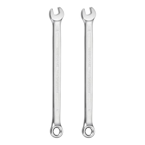 HARFINGTON 2Pcs Metric Combination Wrench 6mm Open End & 15-Degree Offset 12-Point Box End Chrome Vanadium Steel Industrial Grade Double Ended Wrenches Spanners Tools - size: 6mm