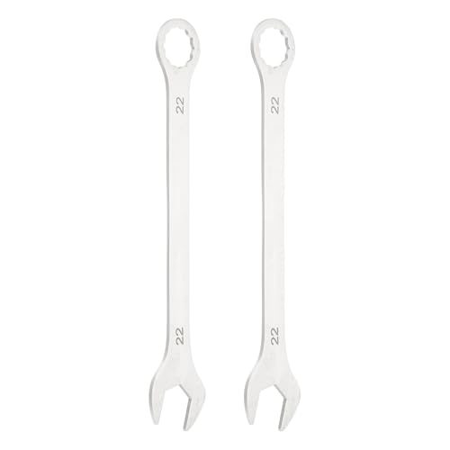 HARFINGTON 2Pcs Super Thin Combination Wrench 22mm Metric 12-Point Box and Open End Stainless Steel Double Ended Spanner Tool for Automotive Pipe Furniture Machinery DIY Repair, Silver - size: 22mm