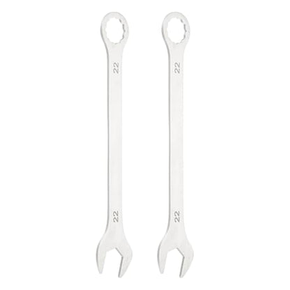 HARFINGTON 2Pcs Super Thin Combination Wrench 22mm Metric 12-Point Box and Open End Stainless Steel Double Ended Spanner Tool for Automotive Pipe Furniture Machinery DIY Repair, Silver - size: 22mm