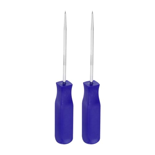 HARFINGTON 2pcs Straight Pick Hook 135mm Chrome Vanadium Steel Cr-V TPR Plastic Handle Square Automotive Pick Tool Set for Removing O Rings Small Items, Blue