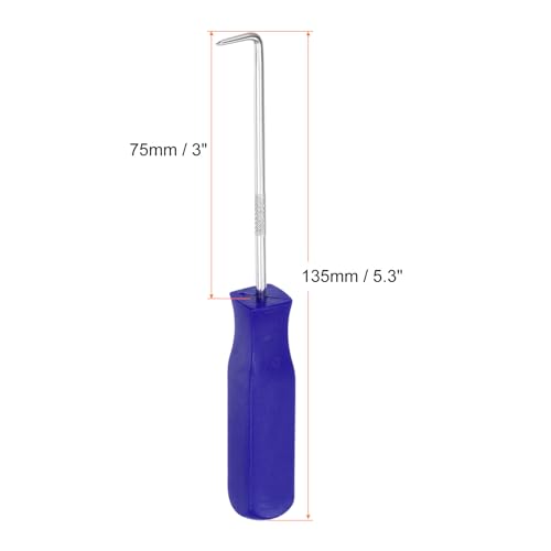 HARFINGTON 2pcs 90 Degree Picks 135mm Chrome Vanadium Steel Cr-V TPR Plastic Handle Square Automotive Pick Tool Set for Removing O Rings Small Items, Blue