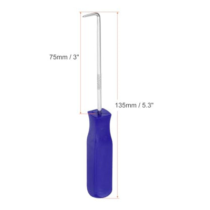 HARFINGTON 2pcs 90 Degree Picks 135mm Chrome Vanadium Steel Cr-V TPR Plastic Handle Square Automotive Pick Tool Set for Removing O Rings Small Items, Blue