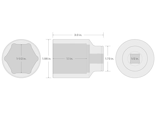 TEKTON 1/2 Inch Drive x 1-1/2 Inch Deep 6-Point Socket | SHD23038 - size: 1-1/2 Inch, style: Deep