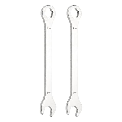 HARFINGTON 2Pcs Mini Super Thin Combination Wrench 7mm Metric 6-Point Box and Open End Stainless Steel Double Ended Spanner Tool for Automotive Pipe Furniture Machinery DIY Repair, Silver - size: 7mm