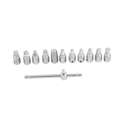 12-Piece Drain Plug Key Socket Set – Steel Axle Oil Sump Spanner Wrench with T-Bar and Multiple Hex Sizes for Engine, Gearbox, and Rear Axle Oil Drain Plug Removal