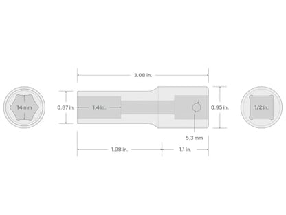 TEKTON 1/2 Inch Drive x 14 mm Deep 6-Point Impact Socket | SID23114 - size: 14 mm, style: Deep