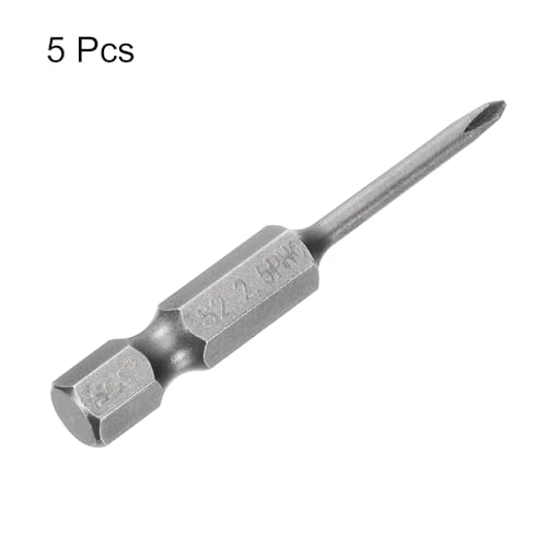 HARFINGTON 5pcs #0 Phillips Screwdriver Bit PH0 1/4" Hex Shank 2" (50mm) Long Magnetic S2 Steel Industrial Grade Screw Driver Bit Cross Head Electric Drill Bits 0.098" (2.5mm) Rod - size: PH0 x 50mm x 2.5mm