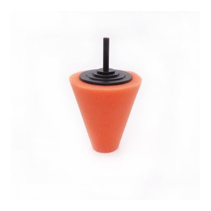 Car Polishing Foam Sponge Pad Cone Buffing Ball Waxing Kit Wheel Headlight(Conical Orange) - color: Conical Orange