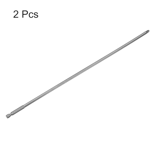 HARFINGTON 2pcs #3 Phillips Screwdriver Bit PH3 1/4" Hex Shank 15" (370mm) Long Magnetic S2 Steel Industrial Grade Screw Driver Bit Cross Head Electric Drill Bits 0.236" (6mm) Rod - size: PH3 x 370mm x 6mm